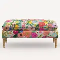 5425NATRPCGRPRTLCB Rifle Paper Co. Flora Garden Party Pink Pillowtop Bench