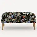 5425NATRPCSTFLBLKLCB Rifle Paper Co. Flora Black Strawberry Fields Pillowtop Bench