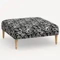 455FCNATRPCCNBLCRMLCB Rifle Paper Co. Greenwich Canopy Black & Cream Ottoman with Natural Legs