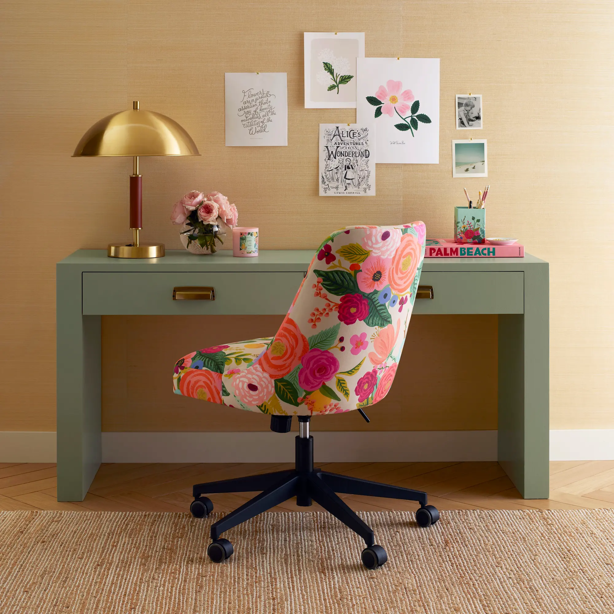 84-9RPCGRPRTLCB Rifle Paper Co. Oxford Garden Party Pink Office Chair-2