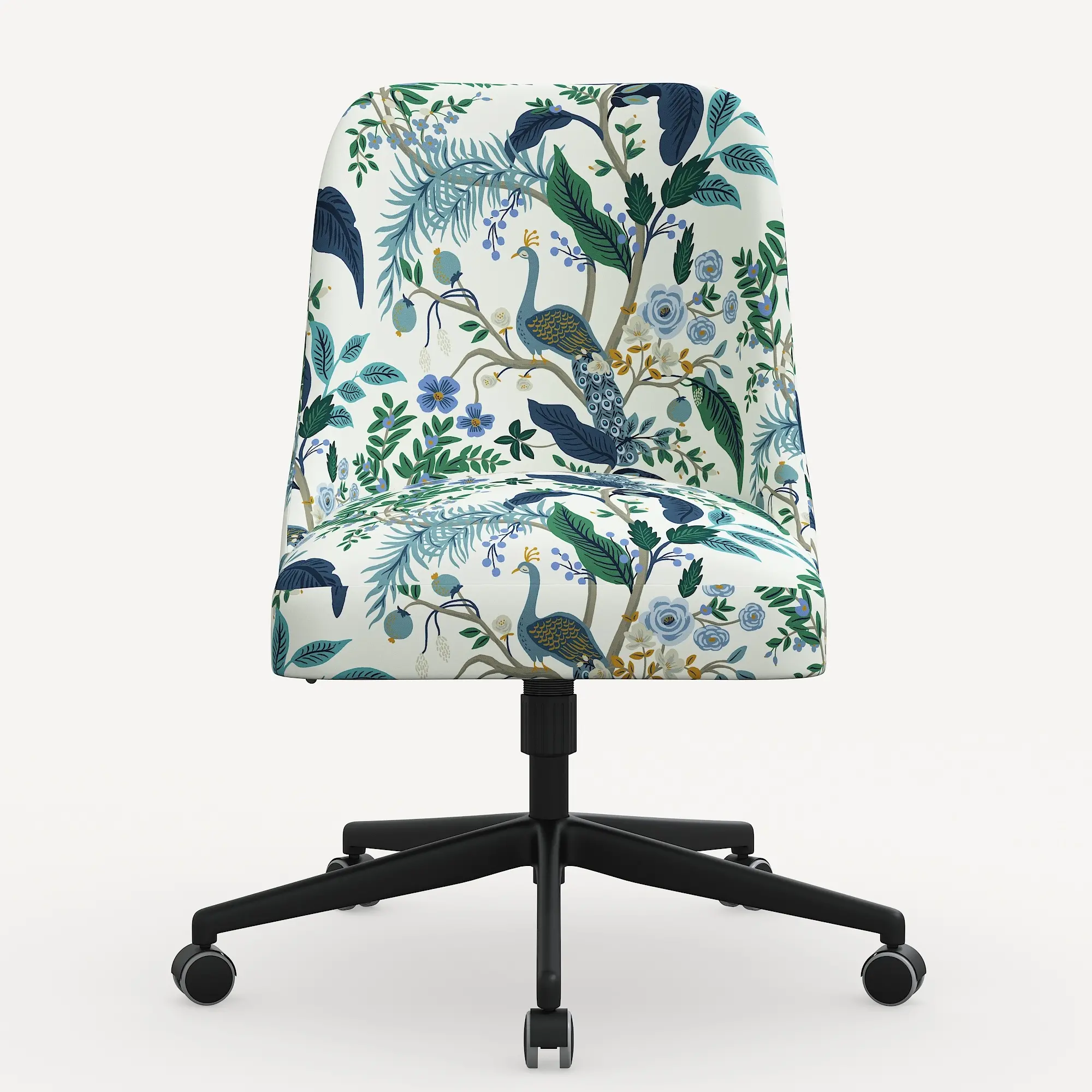 84-9RPCPCBLWHLCB Rifle Paper Co. Oxford Blue Peacock Office Chair-4
