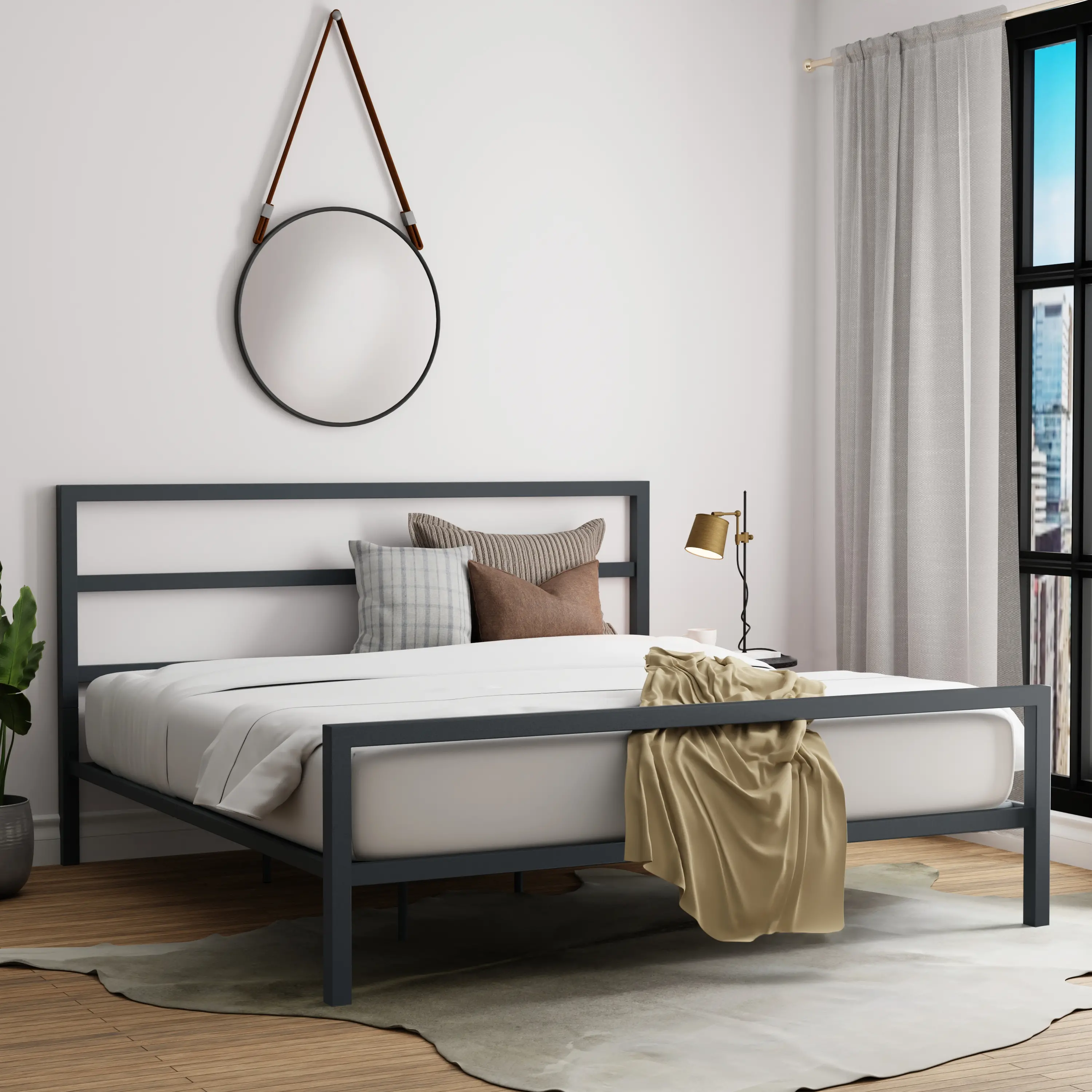 Alastair Graphite Gray King Metal Bed-2