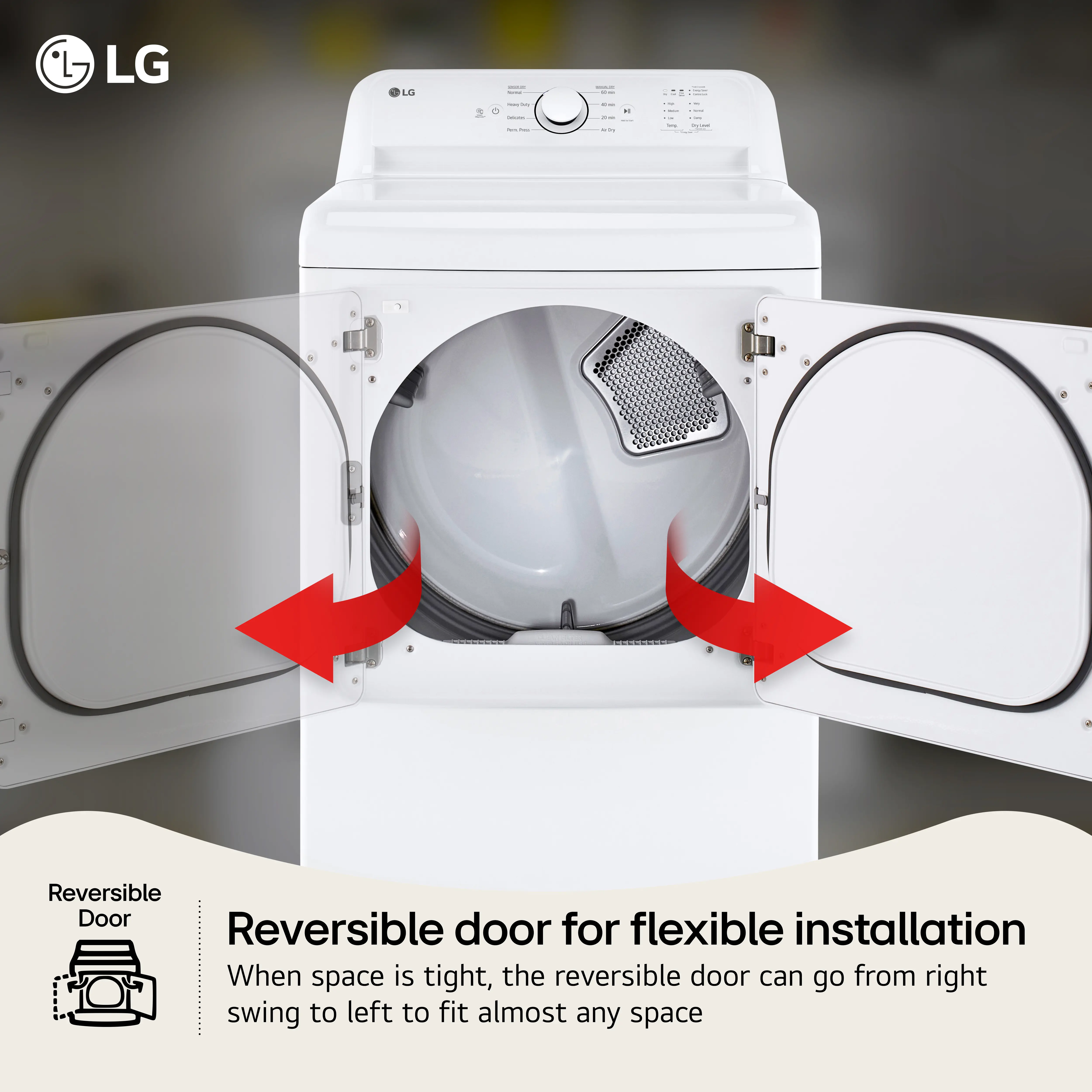 DLE6100W LG 7.4 cu ft Electric Dryer - White 6100-3