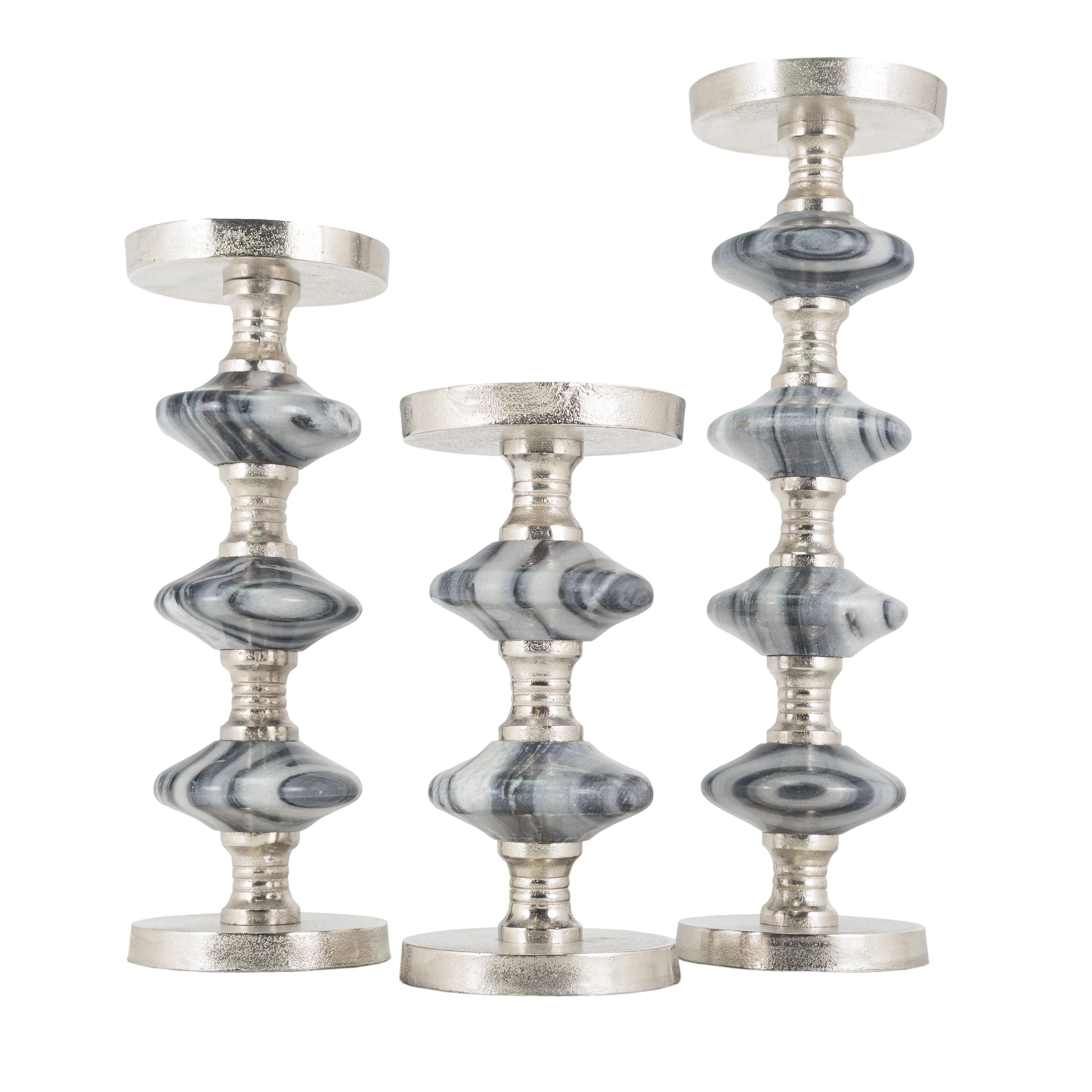 Rhone 15.5 Large Marble and Silver Candle Holder-1