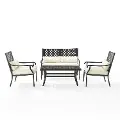 KO70285MB-CR Alistair 4 pc Black and Cream Patio Conversation Set