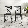 CO6270-MB Astrid Black Metal Patio Dining Chairs, Set of 2