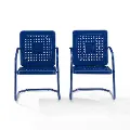CO1025-NV Bates Navy Gloss Patio Metal Chairs, Set of 2