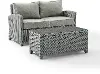 KO70025GY-GY Bradenton 2 Piece Gray and Wicker Loveseat and Table Set