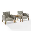 KO70195GY-AC Capella 3 Piece Gray Wicker Patio Armchair Set