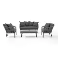 KO70310MB-CL Dover 4 pc Gray Rope Patio Conversation Set