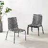 MO74966MB-GY Fenton Gray Wicker Stackable Patio Chairs, Set of 4