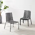 MO74966MB-GY Fenton Gray Wicker Stackable Patio Chairs, Set of 4