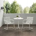 KO10021WH Gracie White 3 Piece Outdoor Metal Bistro Set