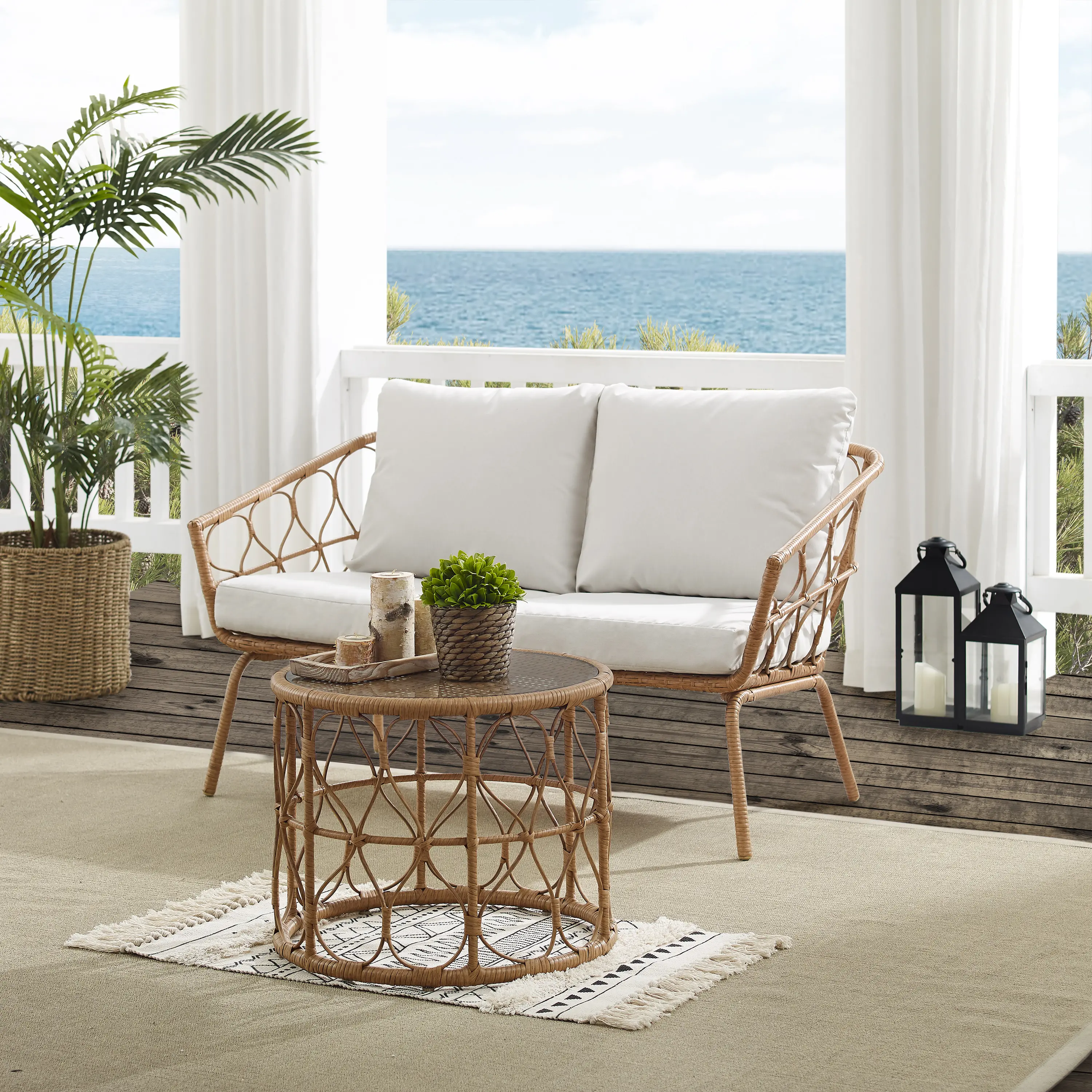 CO7371NA-CR Juniper Outdoor Wicker Loveseat and Coffee Table-13