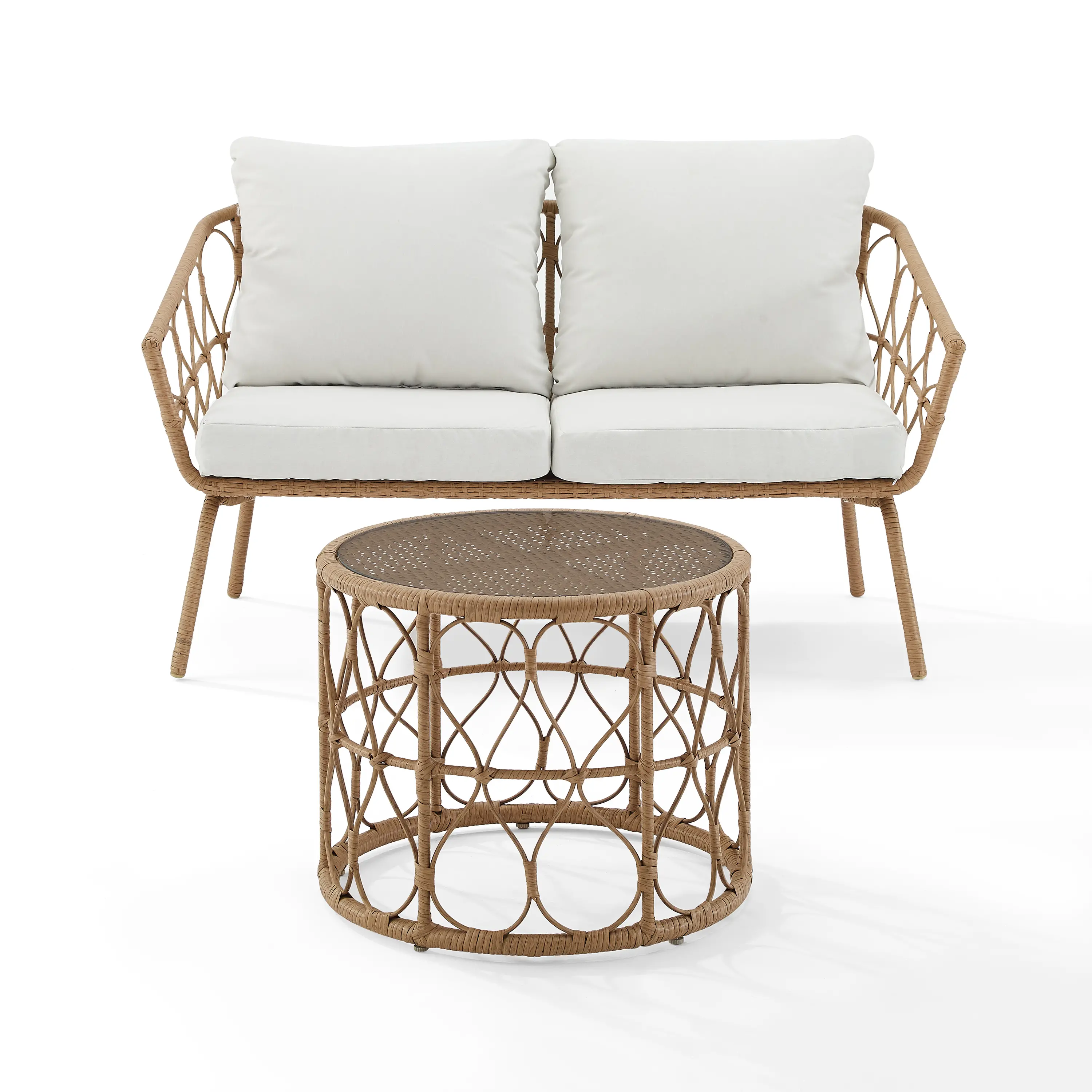 CO7371NA-CR Juniper Outdoor Wicker Loveseat and Coffee Table-4