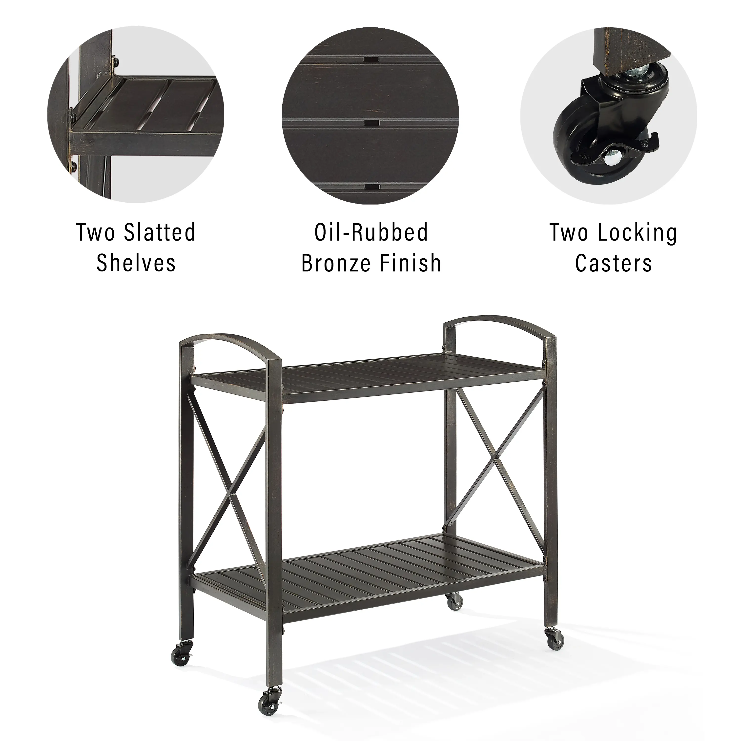 CO7390-BZ Kaplan Outdoor Metal Bar Cart-2