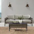 KO70254BR-TE Prescott Taupe Outdoor Wicker Sofa & Coffee Table Set