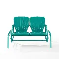 CO1032-TU Ridgeland Turquoise Outdoor Metal Loveseat Glider