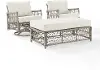 KO70438DW-CR Thatcher 3 Piece Outdoor Wicker Swivel Rocker and Ottoman Set