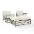 KO70438DW-CR Thatcher 3 Piece Outdoor Wicker Swivel Rocker and Ottoman Set