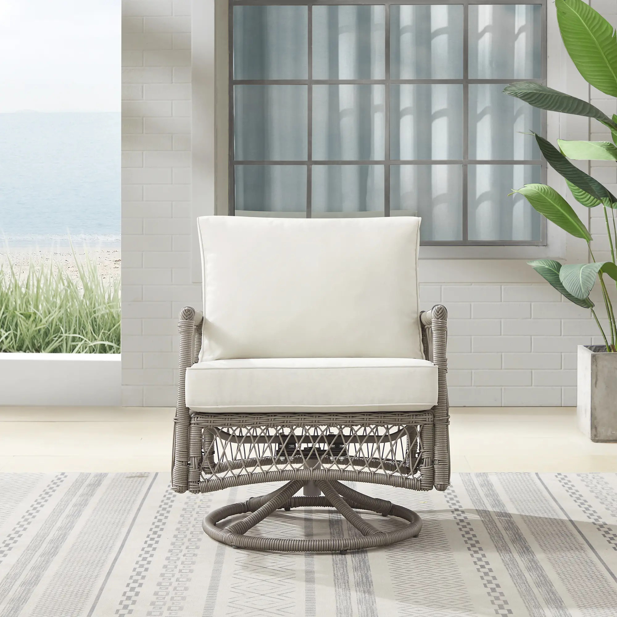 KO70431DW-CR Thatcher Beige Outdoor Wicker Swivel Rocker Chair-2