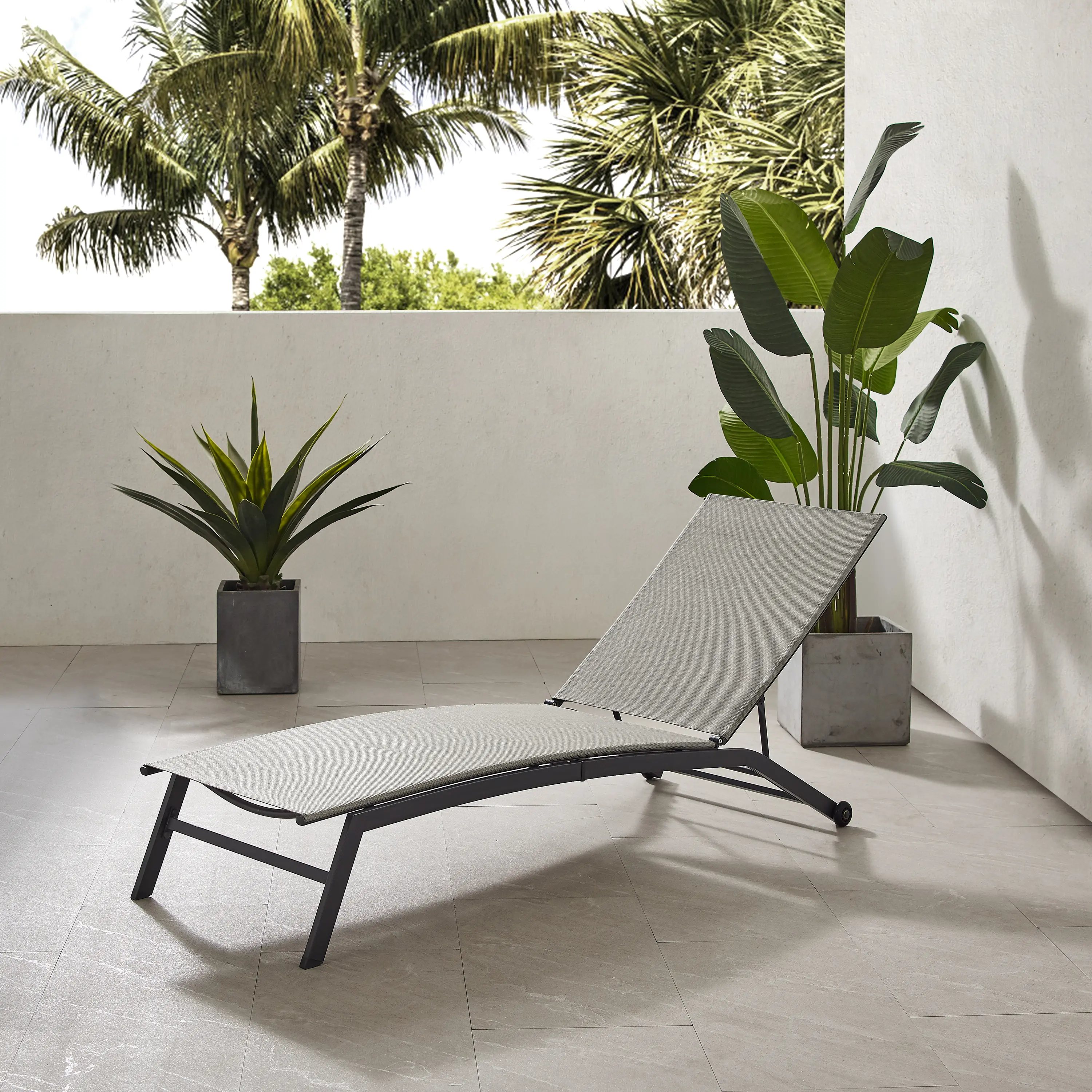 CO6310MB-LG Weaver Gray Outdoor Sling Chaise Lounge-1