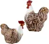 14  Large White and Brown Rooster Figurine