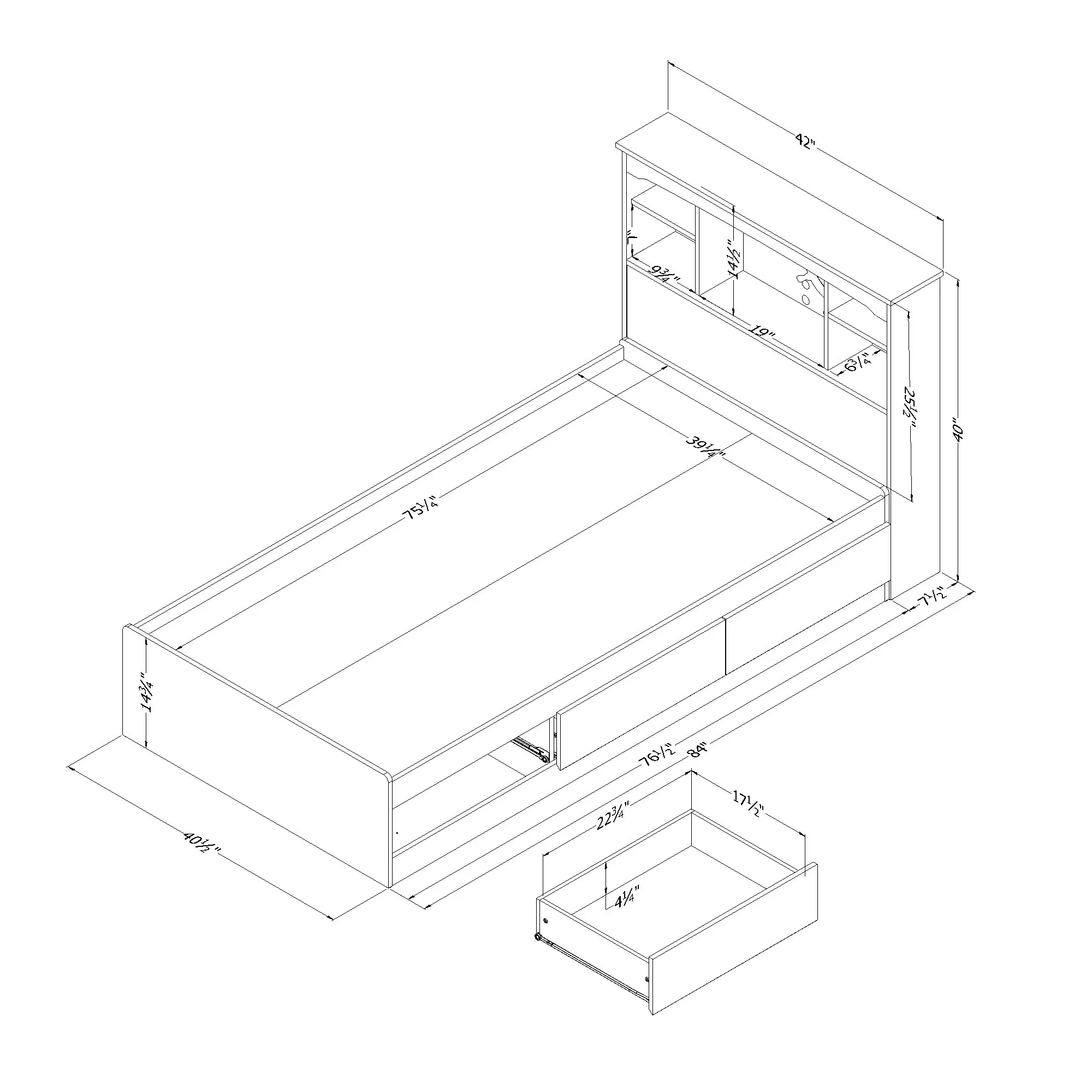 15470 Aviron Blue Twin Storage Bed and Headboard-9