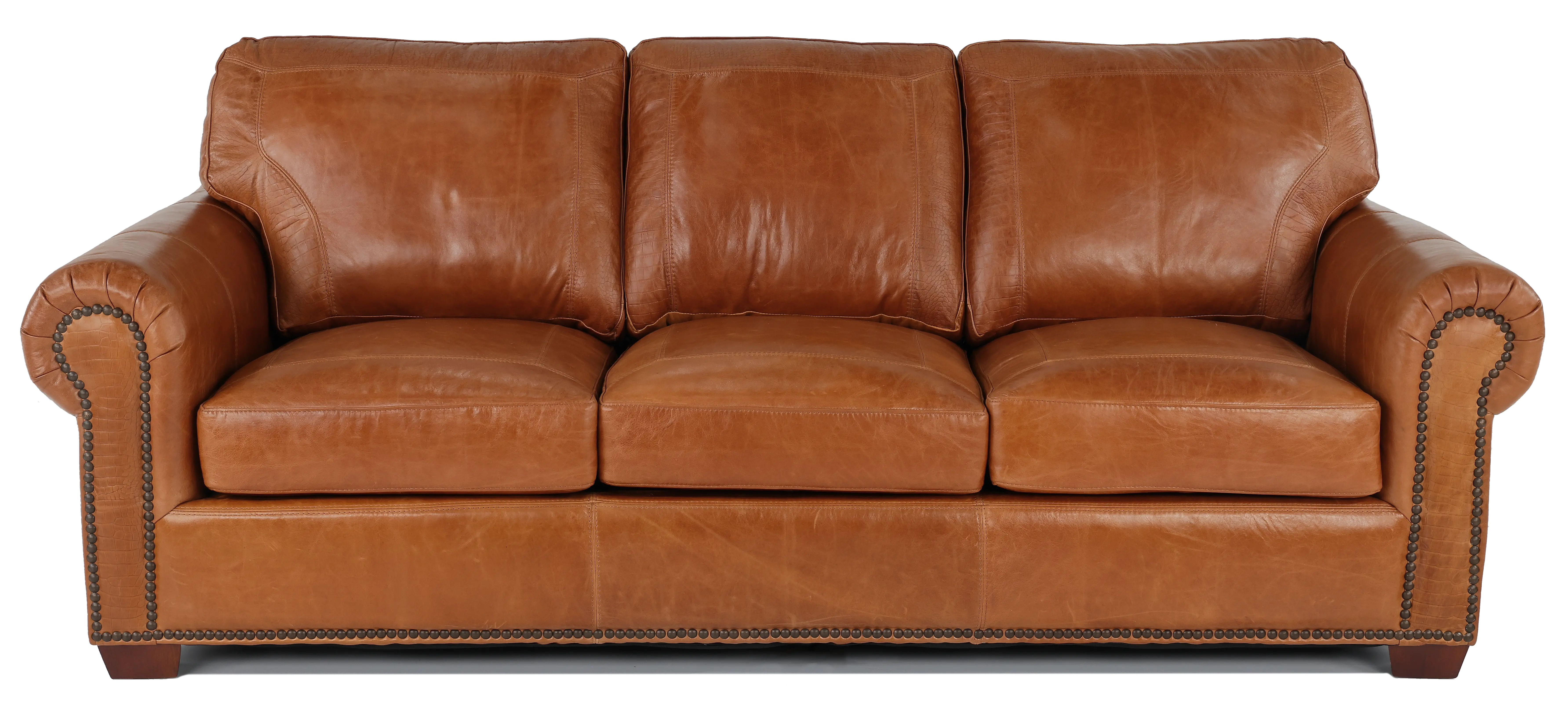 Tahoe Saddle Brown Leather Sofa Bed-1
