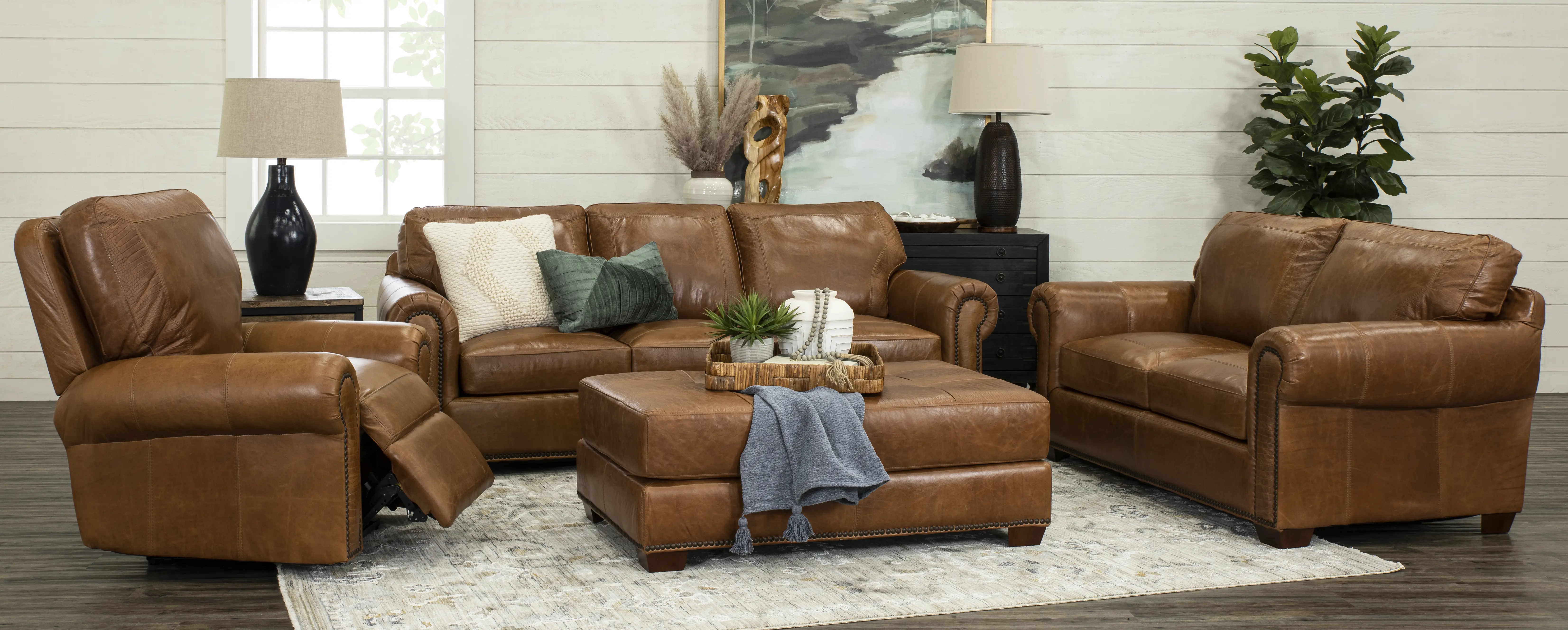 Tahoe Saddle Brown Leather Sofa Bed-2