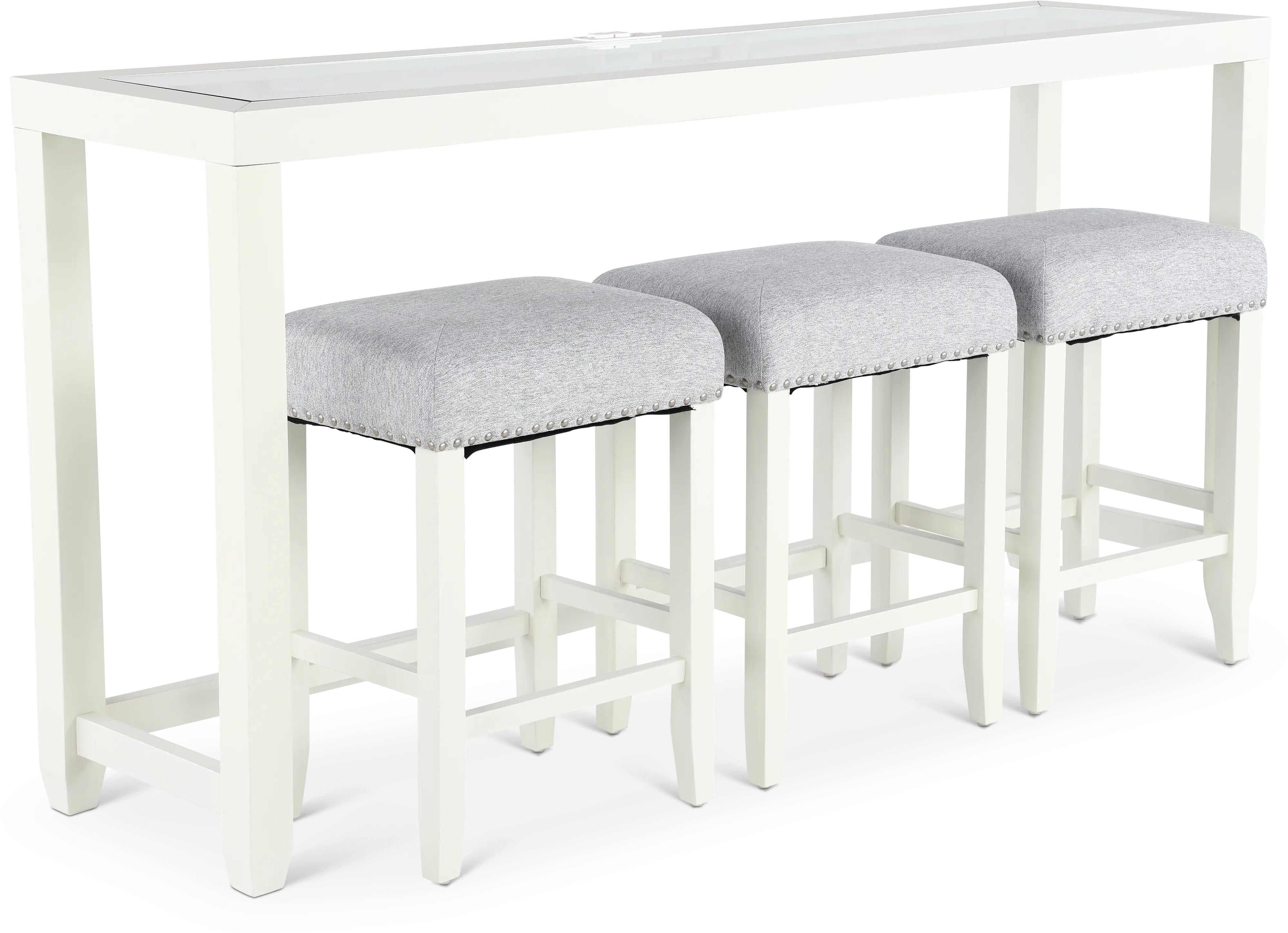 Cordero White Sofa Table and Stool Set-1