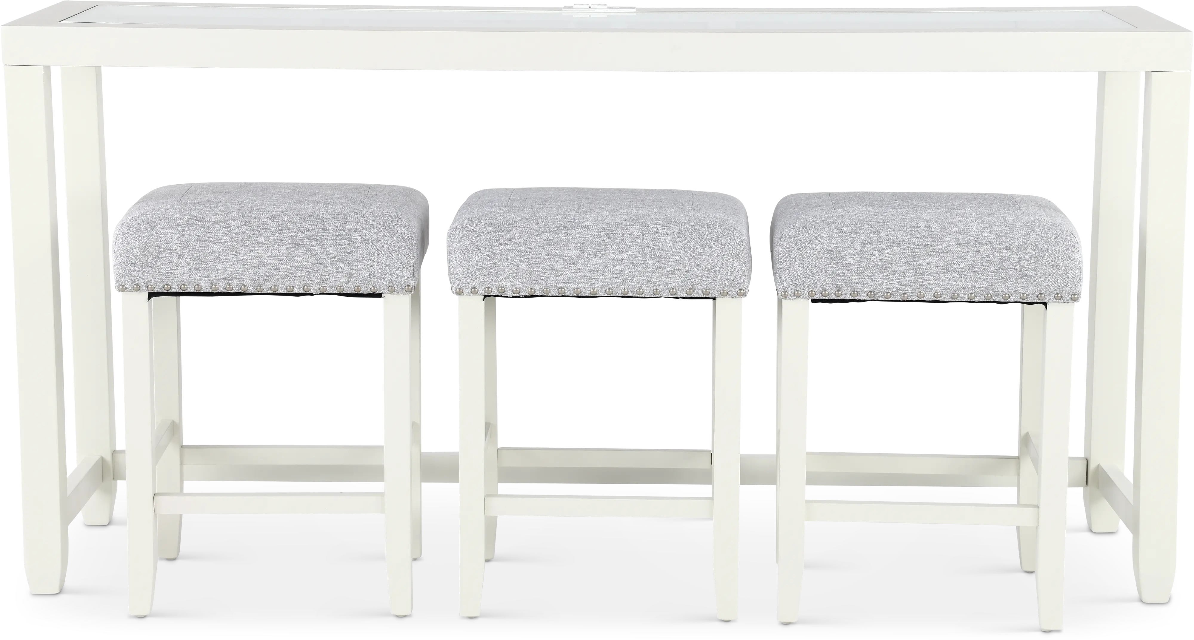 Cordero White Sofa Table and Stool Set-4