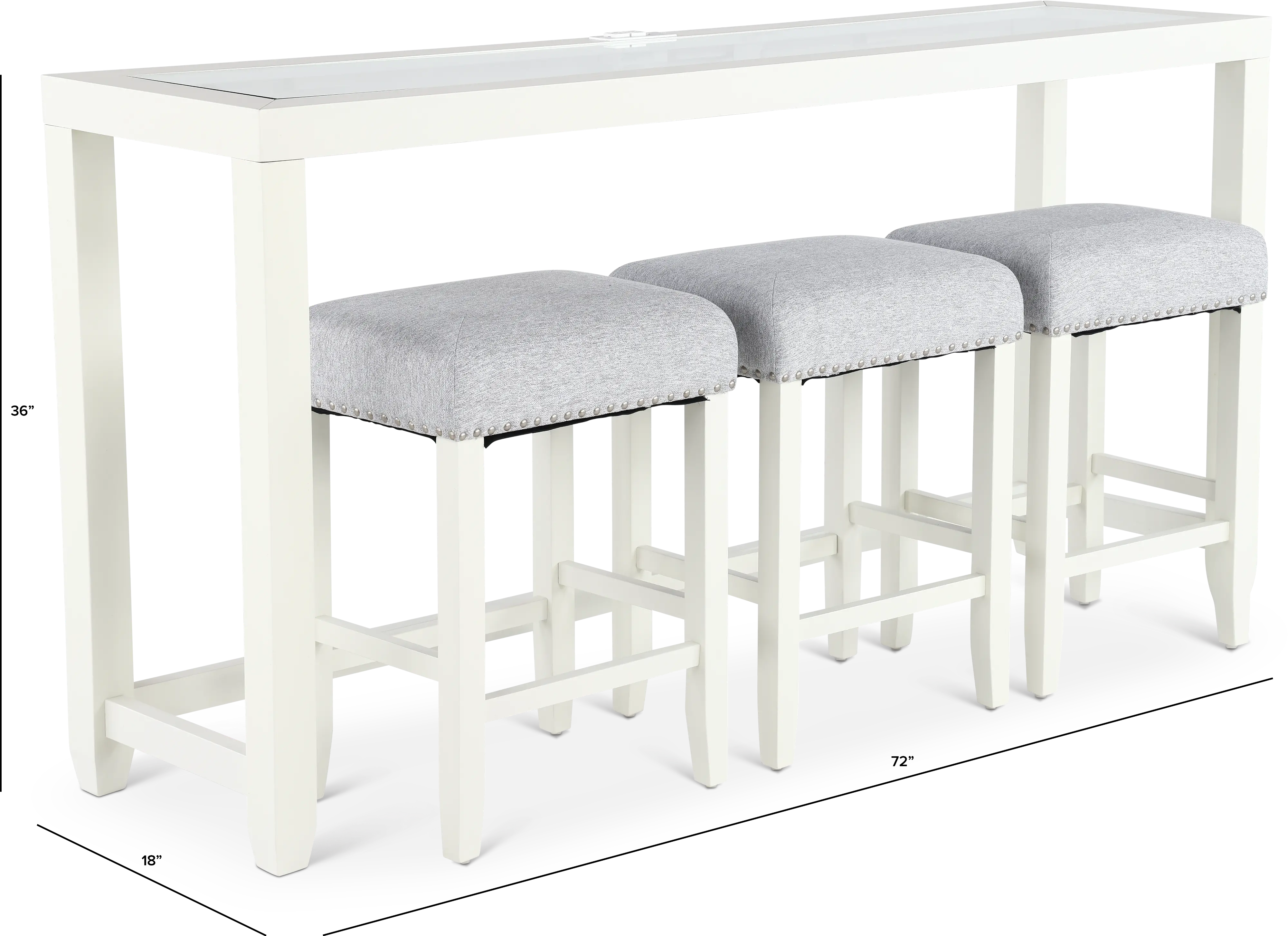 Cordero White Sofa Table and Stool Set-3