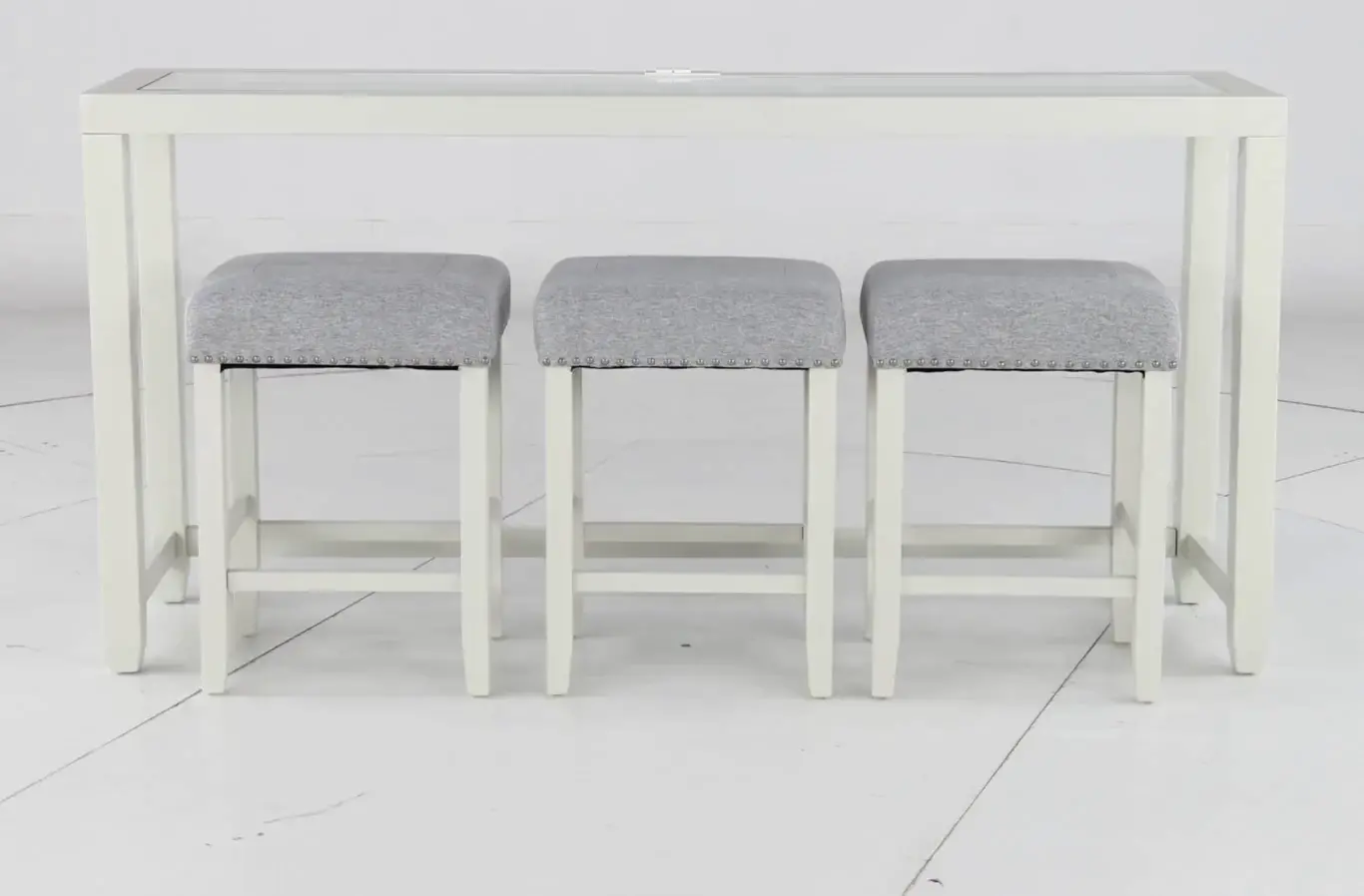 Cordero White Sofa Table and Stool Set-5