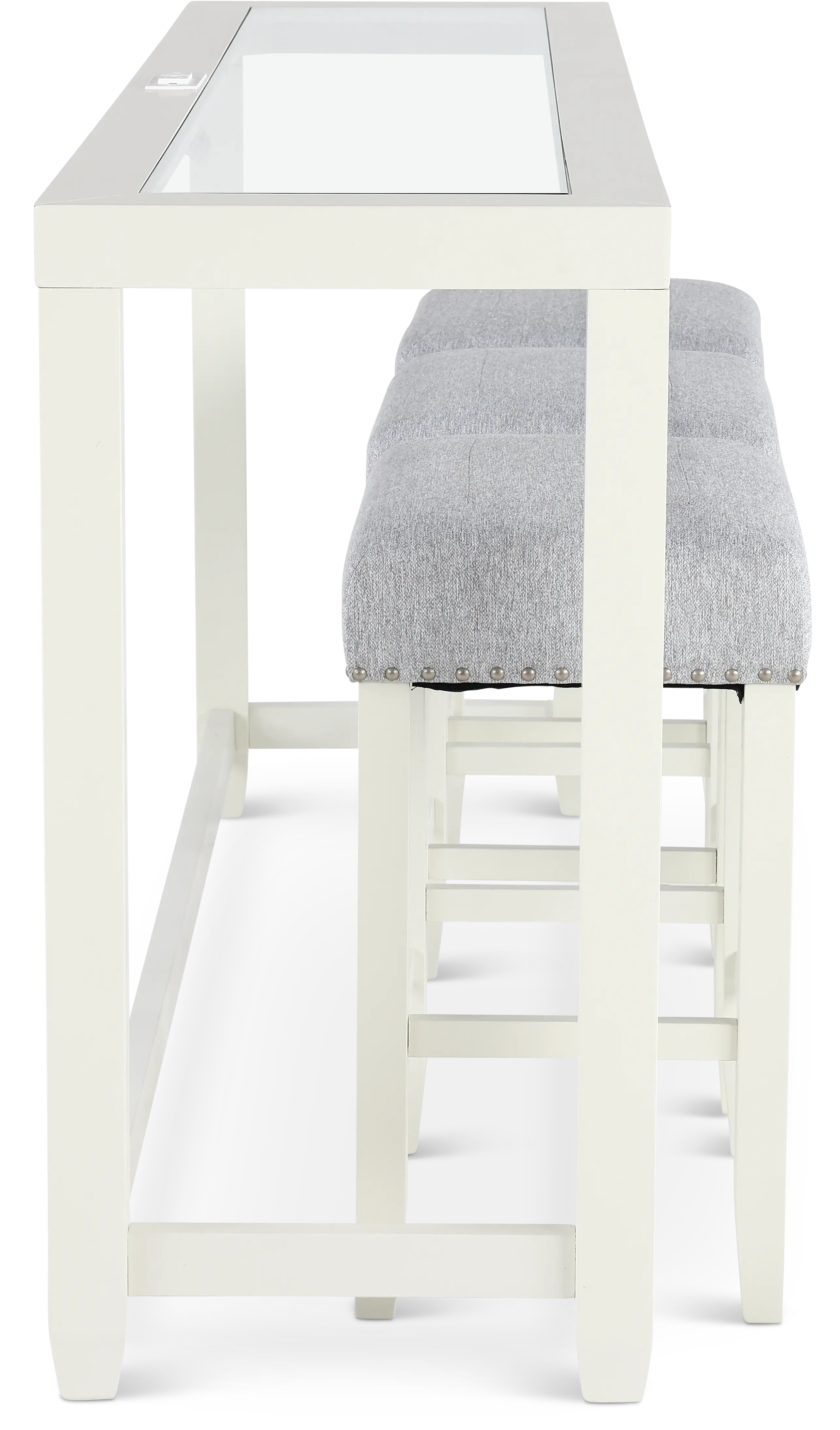 Cordero White Sofa Table and Stool Set-6
