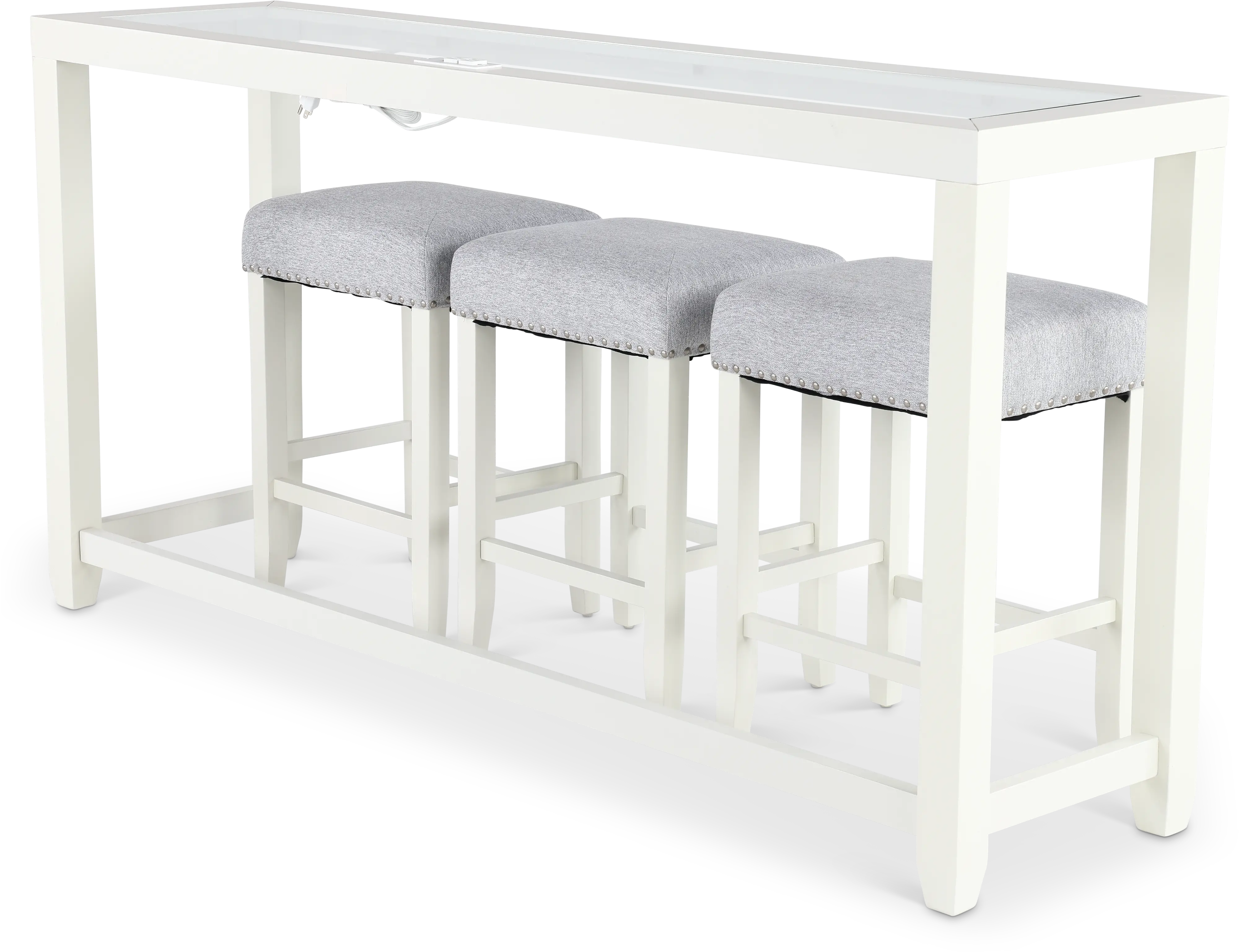 Cordero White Sofa Table and Stool Set-7