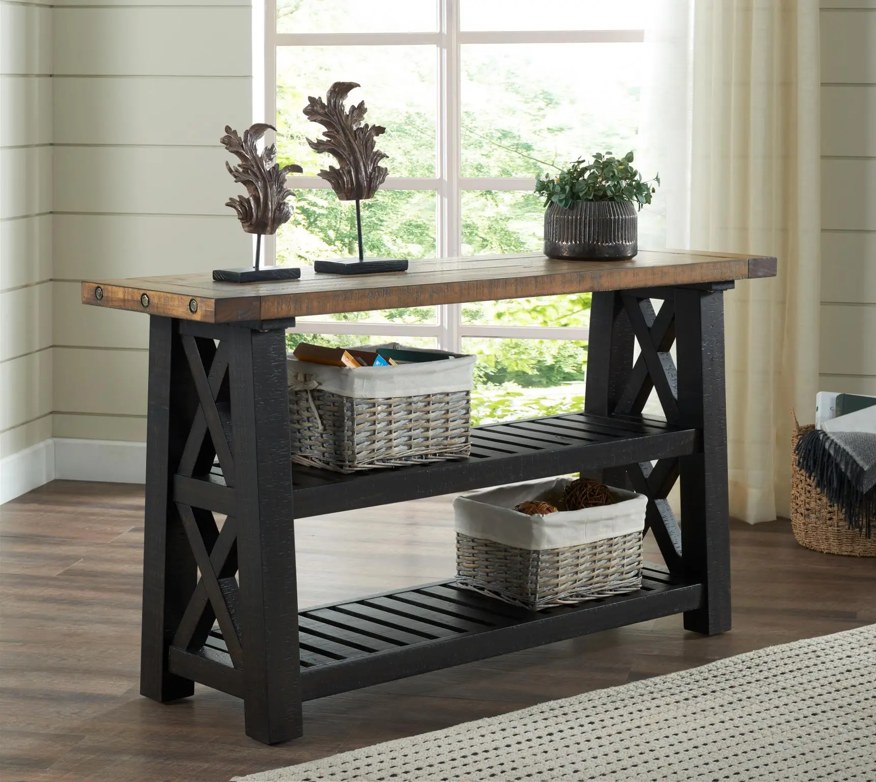 Bolton Black and Natural Sofa Table-2