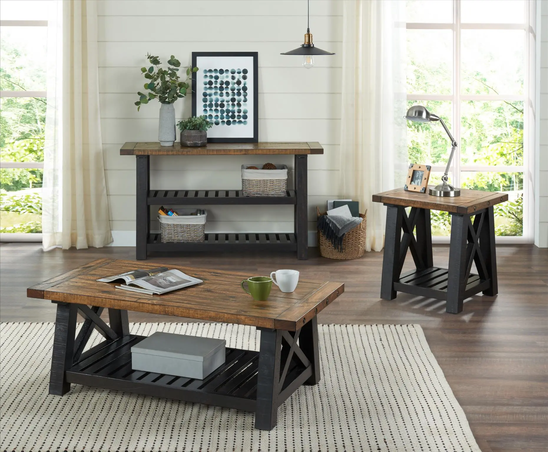 Bolton Black and Natural Sofa Table-5