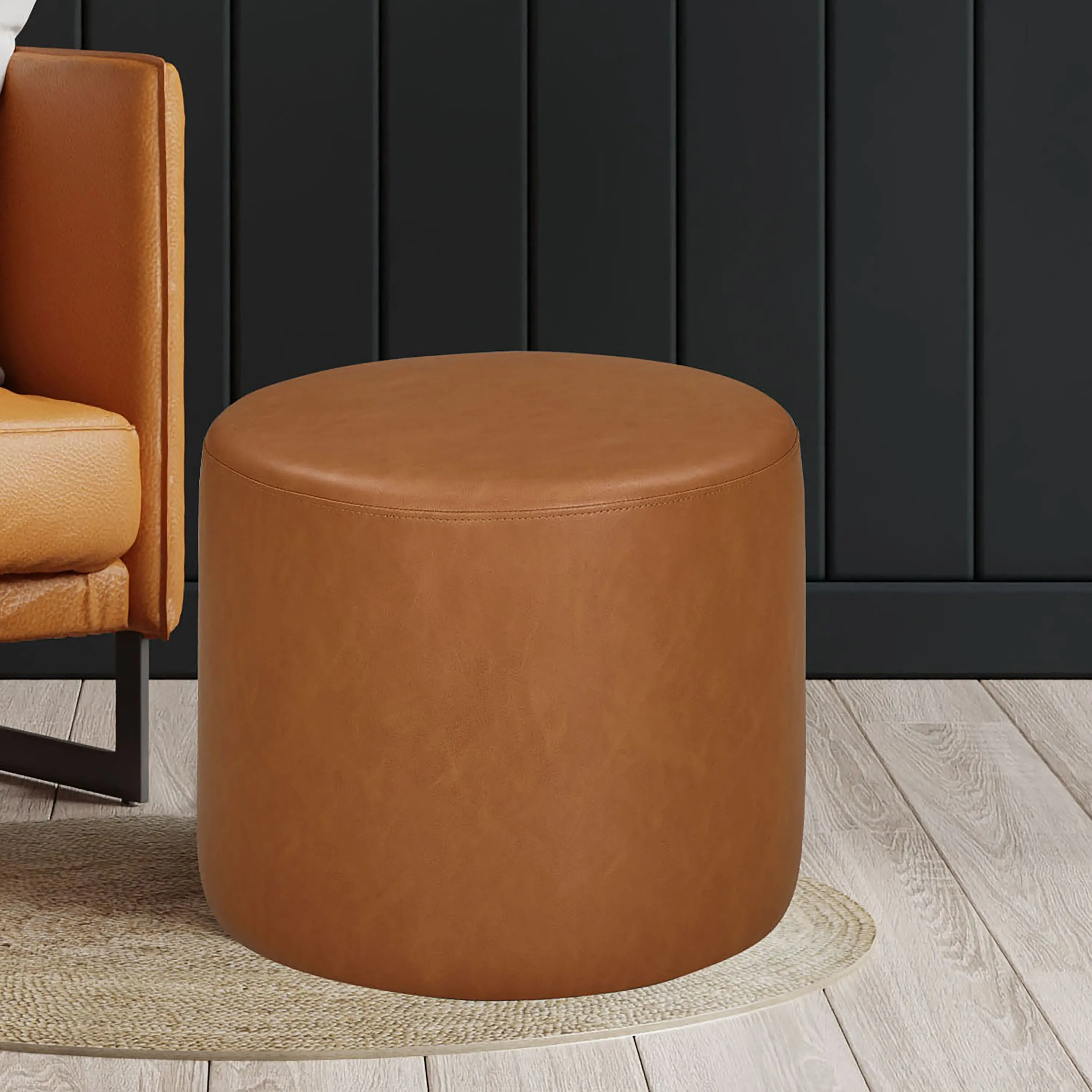 510A001CML Garret Caramel Round Ottoman-1