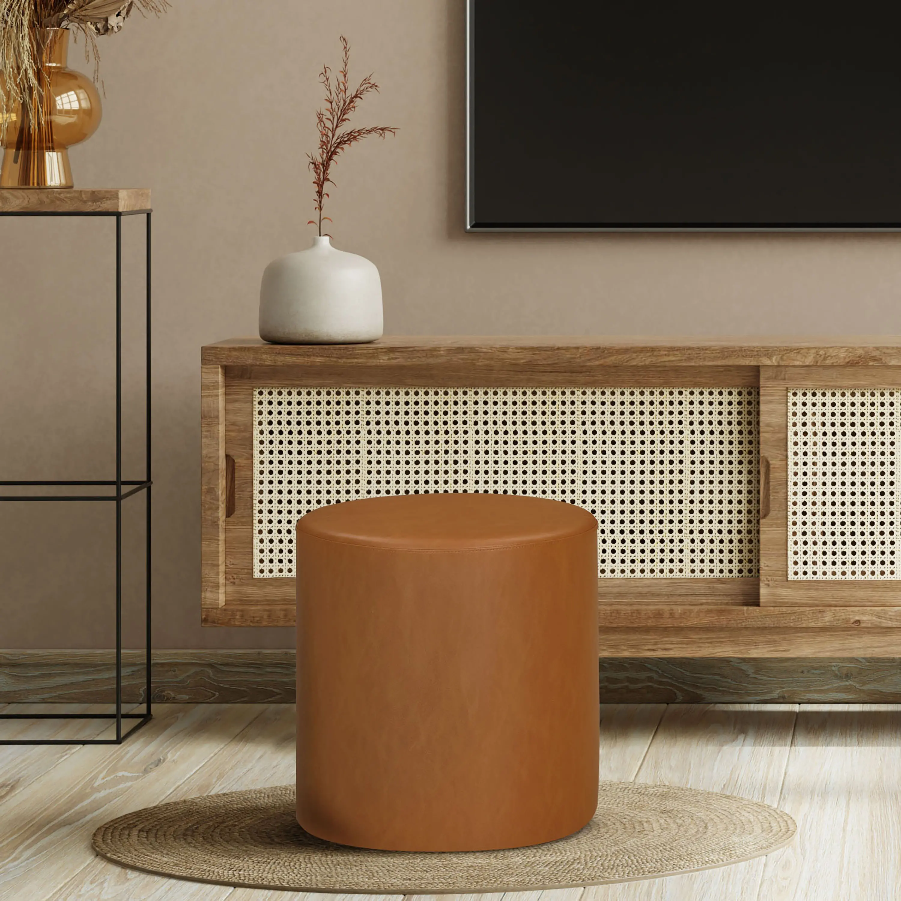510A001CML Garret Caramel Round Ottoman-4