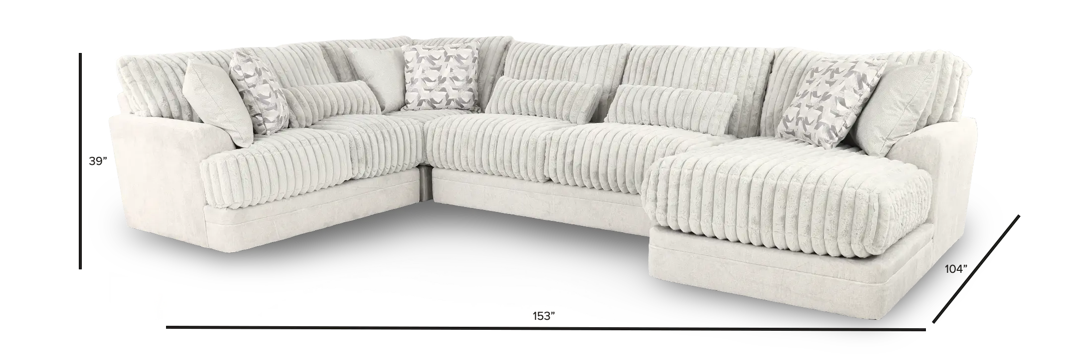 4PC/TITAN/MOONSTRUCK Titan Light Gray 4‑Piece Sectional with Right‑Facing Chaise-3