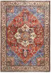 Percy 8 x 10 Blue and Rust Washable Area Rug
