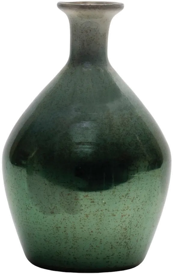 9.5 Inch Green Glass Vase-1