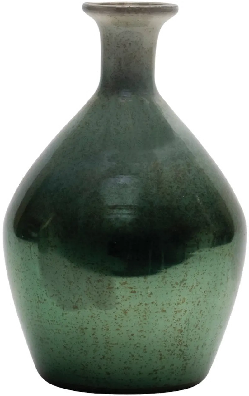9.5 Inch Green Glass Vase