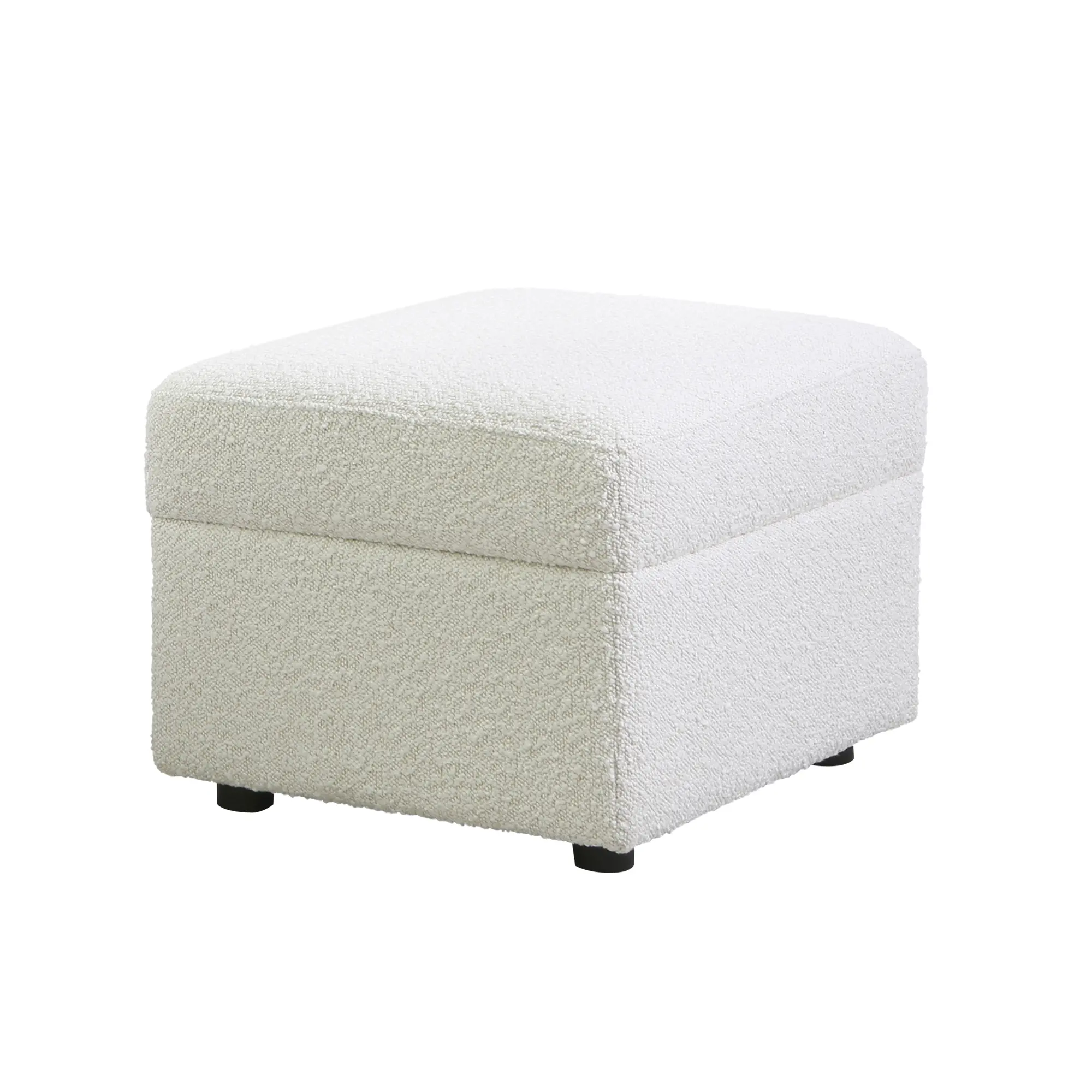 Soho White Boucle Ottoman-1