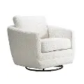 Gogh Boucle White Mid-Century Swivel Glider
