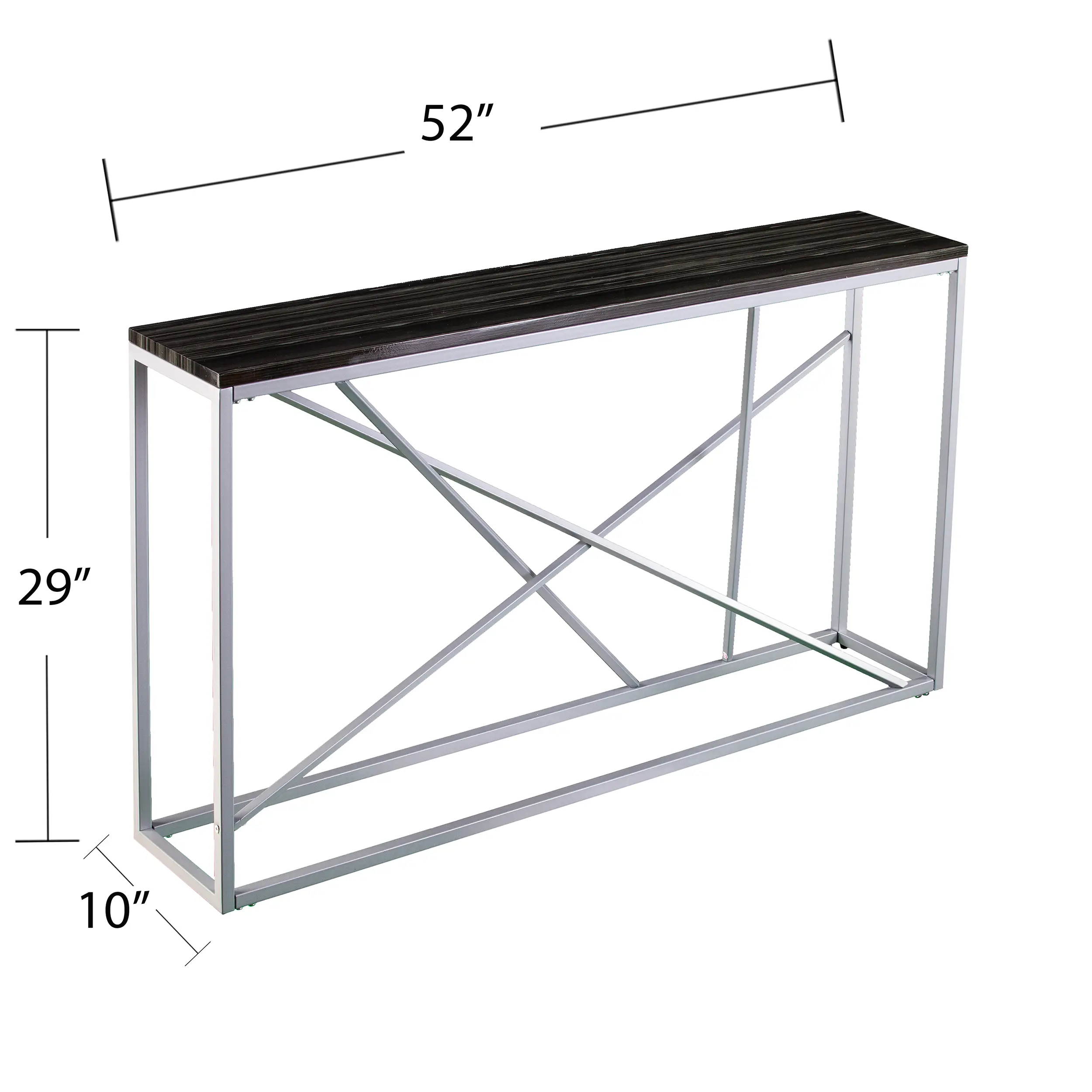CM1652 Arendal Faux Stone and Silver Console Table-3