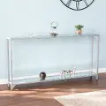 CM3656 Bergen Narrow Silver Metal Console Table