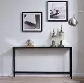 CM9396 Darrin Long Gunmetal Gray Console Table with Mirrored Top