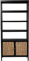 HZ1096138 Carondale Black & Rattan Bookcase